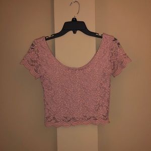 Pink Flowered Cropped T-Shirt Blouse
